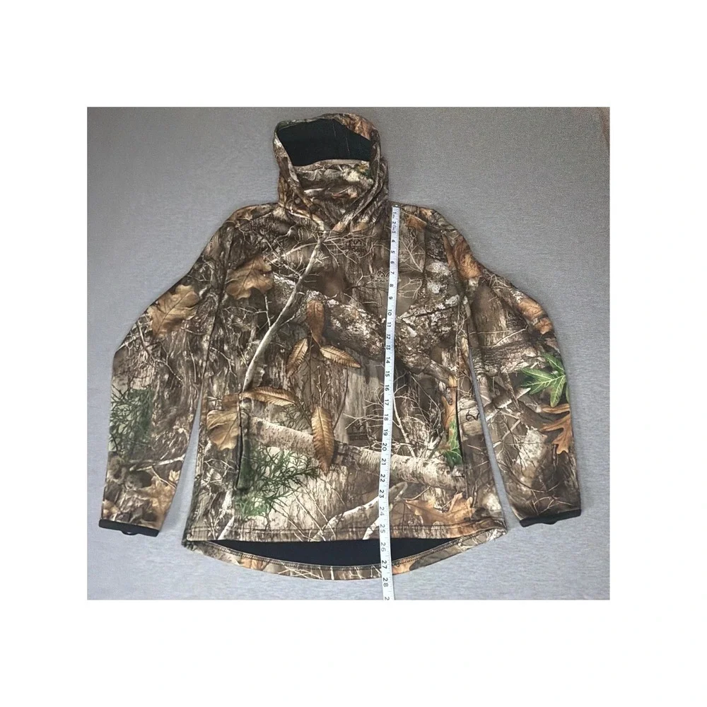 Realtree Edge Camo Hoodie Kids XXL 18 Built-in Neck Gaiter Fleece Pullover Brown